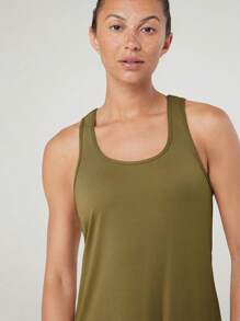 GLOWMODE 女士純色簡約無袖運動休閒連衣裙 - 橄欖綠 - 查看 8