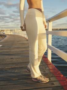 Aralina Leisurewear Fold Over Yoga Activewear Workout Flare - Màu be - Xem 6