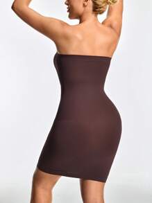 SHEIN Shape Women Solid Color Bandeau Casual Bodycon Dress