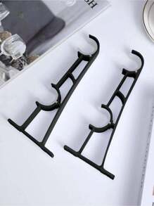 2pcs Dual Pole Base Decorative Curtain Rod Valentine's Day, Valentines Wedding, Birthday - Black - View 5