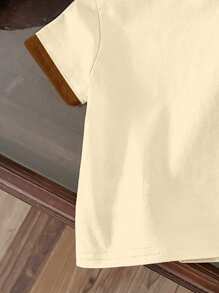 SHEIN 儿童图案T恤，可爱水豚印花，动漫卡通动物蝴蝶结和心形印花，年轻女孩休闲简约圆领短袖T恤，适合夏季