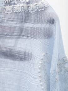 DAZY Women's Floral Print Off Shoulder Ruffle Trim Flowy Casual Summer Top Shirt Vacation - Blue - View 7