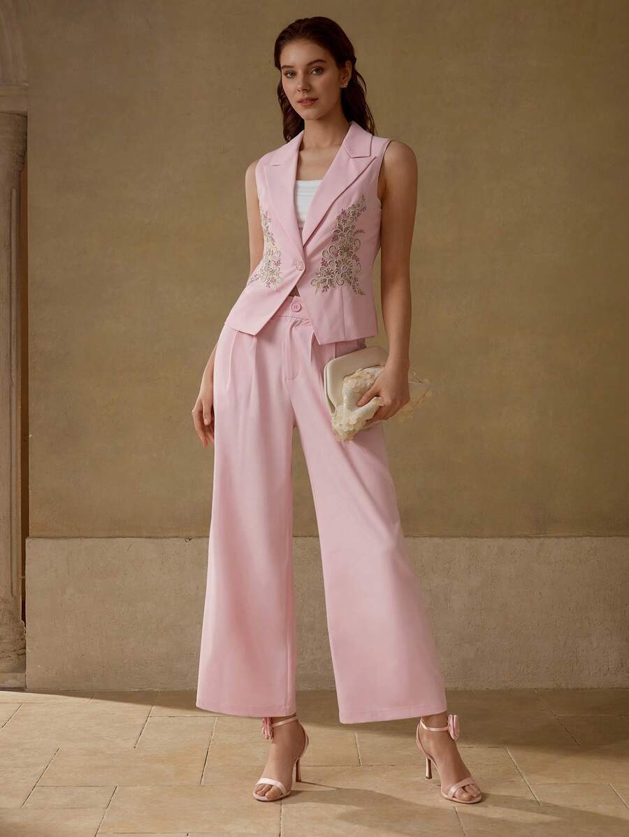 MOTF PREMIUM ÁO BLAZER THÊU MỘT CÚC - Hồng - Xem 1