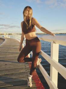 Aralina Leggings activos con detalle de cruce en la cintura para ropa de ocio y entrenamiento - Café integral - Ver 1