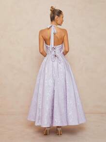 Lumalex Fall Modest Old Money Coquette Summer Swimsuit Swimwear Swim Vacation Elegant Easter Bohemian BOHO Sea Beach Hot Outdoor Richly Layered Wedding Season Banquet Coming Of Age Ceremony Beach Seaside Party, School Back, Vacation, Beach, Fashion Music Festival V-Neck Elegant Jacquard Dress For Ladies Lavender Dress Women Lilac Dress Women Lavender Dresses For Women Lilac Dress Elegant Lavender Dresses Formal