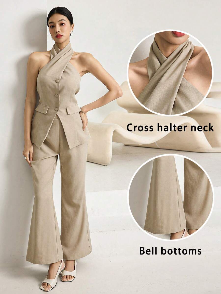Heiryn Women Two Pieces Outfits For Daily Wear - Khaki - View 1