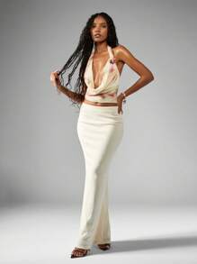 MISSGUIDED Áo crop top cổ yếm có ghim sao biển cổ yếm dự tiệc tối câu lạc bộ lễ hội trang phục đi biển mùa hè - Hồng - Xem 5