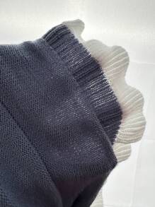 Slaydiva 2025 夏季新款音乐节复活节西部波西米亚风生日毕业典礼学生日常休闲假日巡航海滩日光浴病毒式露肩系带褶饰蝴蝶结撞色 V 领钩针女式毛衣连衣裙 - 彩色 - 查看 7