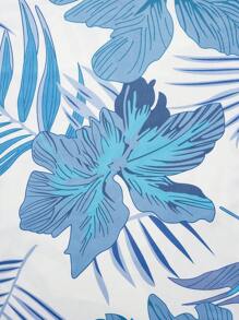 INAWLY Plus Size Women Tropical Plant Print Maxi Spaghetti Strap Dress, Vacation Style - Mint Blue - View 8