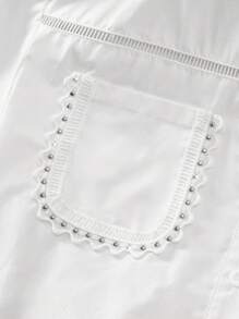 Muvela 女士两件套夏季服装，休闲白色蕾丝领宽松衬衫和长裙优雅女士套装 - 白色 - 查看 11