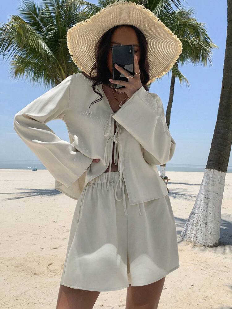 Summer New Loose Casual Vacation Style Women 2 Pieces Set Linen,Short Women Sets