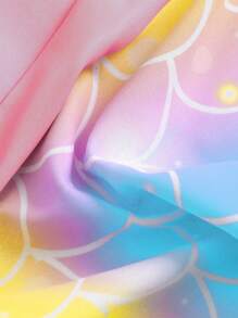 SHEIN 女童吊带比基尼泳衣，短袖上衣搭配短裤，美人鱼款式两件式泳装