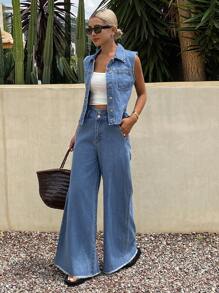 DAZY Women Denim Two Pieces Outfits - Blue - View 6
