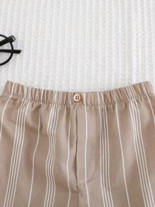 Cozy Pixies 男婴条纹松紧腰侧口袋休闲短裤 - 卡其色 - 查看 5