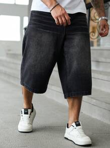 Claim Dot Plus Size Men's Casual Loose Denim Shorts, Summer Fashion Shorts For Men Jeans Hang Out Going Out Party Vacation Street