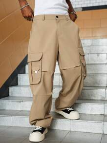 Manfinity Homme Men's Mature Casual Multi-Pocket Design Loose Cargo Pants Cargo Khaki Pants Men Khaki Pants Men Cargo Cargo Pants Men Baggy Men Cargo Pants Baggy Men Baggy Cargo Pants,Mature Casual Khaki Vintage Wide-Legged Loose Work Trousers For Men Are Suitable For Daily Leisure, Weekend Trips, Relaxed Work Environments For Music Festivals, Parties Or Semi-Formal Occasions. It Is An Indispensable Item In A Man's Wardrobe And A Great Gift For A Boyfriend Or Husband.