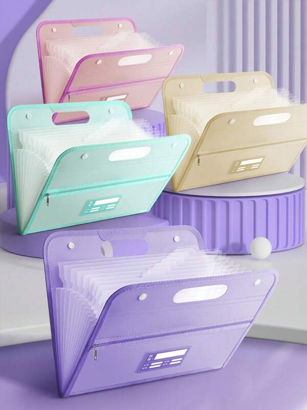 SHEIN A4 Multilayer Expanding File Folder, 13 Compartments, Document Organizer For Students, Transparent Insert Pages For Certificates And Awards, Large Capacity Office Supplies For Customizing Maternal Examination Contracts And Files Back To School,Office Supplies,Folder,File Folders,File Organizer,Office,Stationery Supplies,Document Organizer,Folder Organizer,Back To School,School Supplies,Decorations