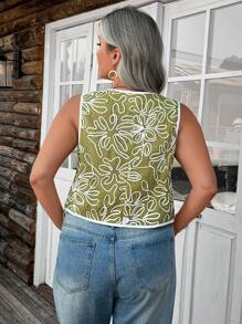SHEIN LUNE Blusas de talla grande para mujer para el verano, blusas de verano, blusas para vacaciones, blusas de playa para mujer, nuevos diseños de verano, sencillos y de moda, para la escuela y la oficina - Verde - Ver 2