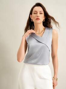 SHEIN Clasi Top court col V unicolore pour femmes, élégant pour les déplacements en été