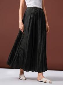 Ontre 2026春夏女士纹理休闲长裙，适合情人节、婚礼季等场合，设计感十足，复古风，都市时尚，简约潮流，舒适优雅，教师节佳选。 - 黑色 - 查看 6