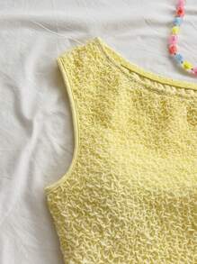 Soleia 2 件套女士度假装 - 条纹针织不对称领口上衣和超低腰紧身短裤套装，适合派对、圣诞节、情人节、约会、海滩、游轮、狂欢节、复活节 - 黃色 - 查看 6