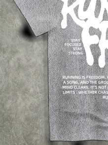 Manfinity Roghcode Plus Size Men Street Style Floral & Text Print Loose Fit T-Shirt - Multicolor - View 3