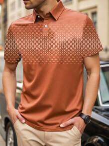 Manfinity Dauomo Herren bedrucktes Polo Shirt mit Kurzarm, Lässig Sommer
