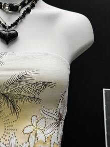 EgrlEra Women Graphic & Rhinestone Decor Bandeau Top, Fashionable For Summer - White - View 4