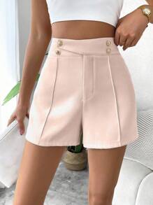 Chiquease Women's Solid Color Fashion Shorts, Suitable For Summer
