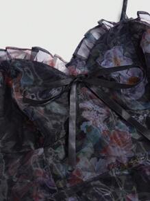 ROMWE Avant Váy 2 trong 1 in hoa toàn thân màu đen cổ điển cỡ lớn tuyệt đẹp có thể tháo rời nhiều chân váy - Phong cách cung điện, Váy sinh nhật, Váy đi biển, Váy xếp chồng, Váy - Nhiều màu - Xem 4