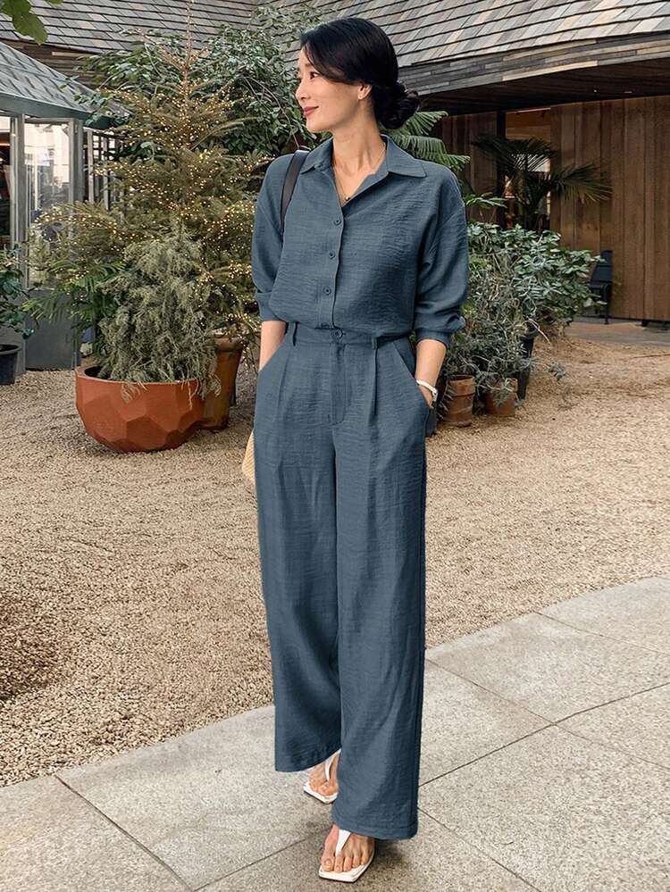 2pcs/Set Women Classy Blouse Top And Casual Pants, Fashion Outfit,Fall Women Clothes Lounge Sets For Women