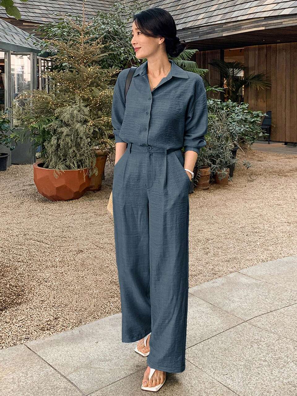 2pcs/Set Women Classy Blouse Top And Casual Pants, Fashion Outfit,Fall Women Clothes Lounge Sets For Women