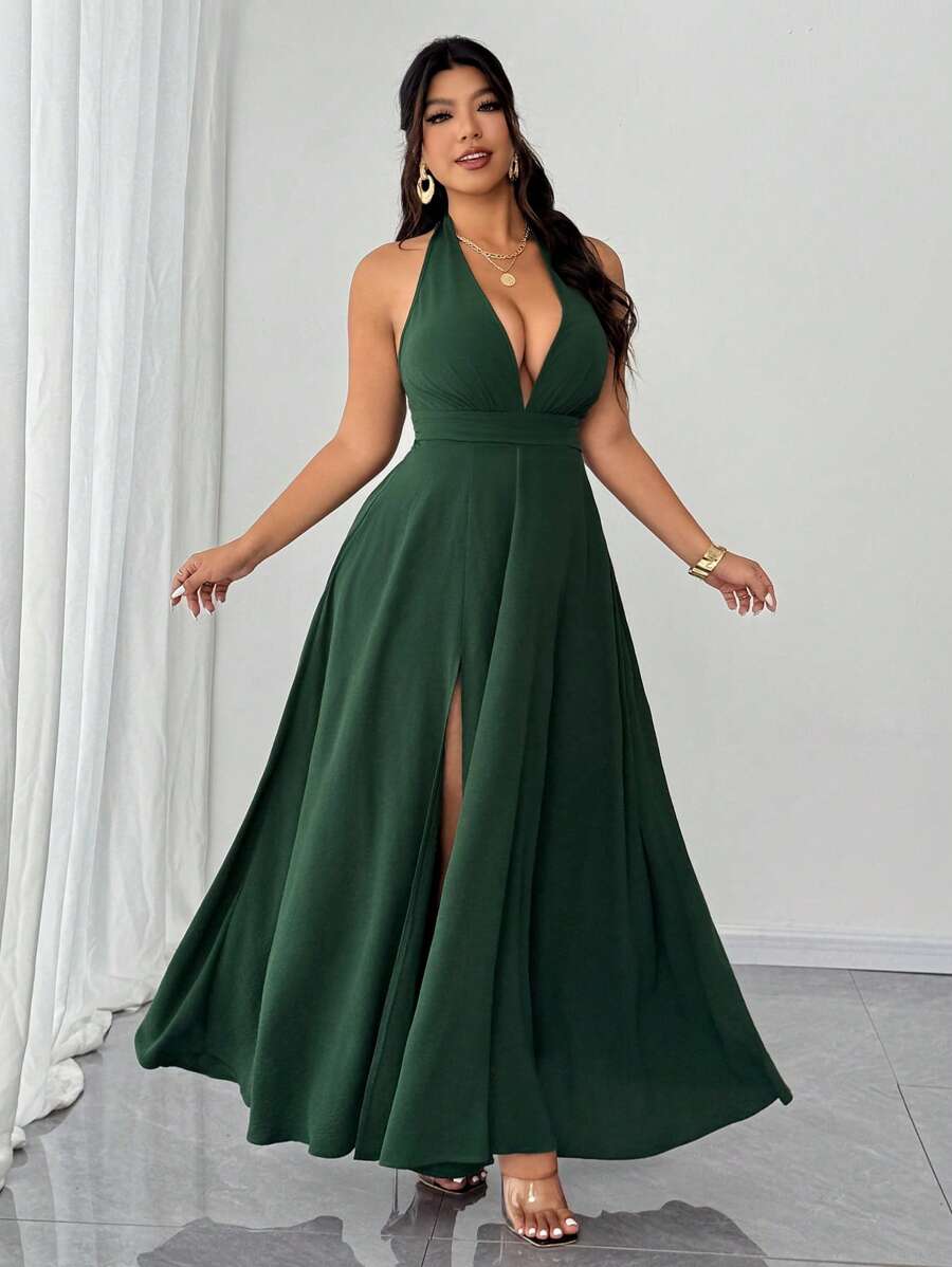 SHEIN Unity 加大码性感吊带露背高开衩夏装