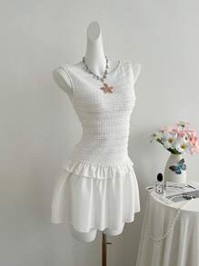 Sweetra Robe fleurie sans manches jacquard pour le trajet