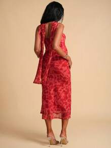 MaterniChic Maternity  Dress Maternity Elegant All-Over Floral Print Dress For Summer FLORAL - Red - View 2