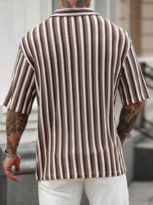 Manfinity Homme Men's Knitted Textured Colorful Ombre Stripe Polo Shirt - Multicolor - View 2