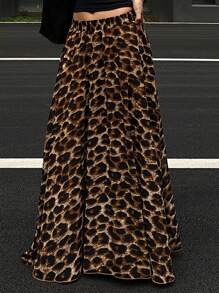 DAZY Women's Fashion Leopard Print Skirt - Brown - View 1