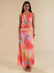 SHEIN BAE Women Halter Neck Fashionable Dress, Suitable For Summer - Pink - View 7