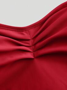 Sweetra 女士/少女蓝色沙滩可爱俏皮连体泳衣搭配迷你裙，适合夏季海滩度假 - 紅色 - 查看 7