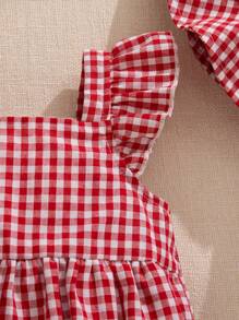 Souflis Souflis Body sin mangas con escote descubierto y volantes para bebé niña, con decoración de volantes en la cintura + Sombrero de cubo