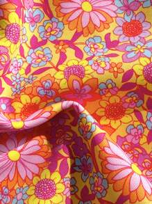 Sweetra Women's Summer Vacation Reversible Ditsy Floral & Plaid Bikini Set