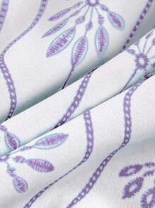 SHEIN 2pcs Toddler Girls' Floral Ruffle Hem Top And Pants Set, Vacation Summer