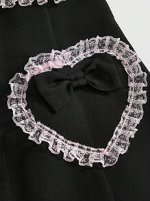 ROMWE J-Fashion Váy ngắn nữ dễ thương có nơ lớn Gyaru Hime Style - màu đen - Xem 4