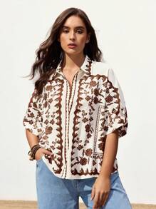 Maija 大码花卉印花休闲度假衬衫 - 彩色 - 查看 3