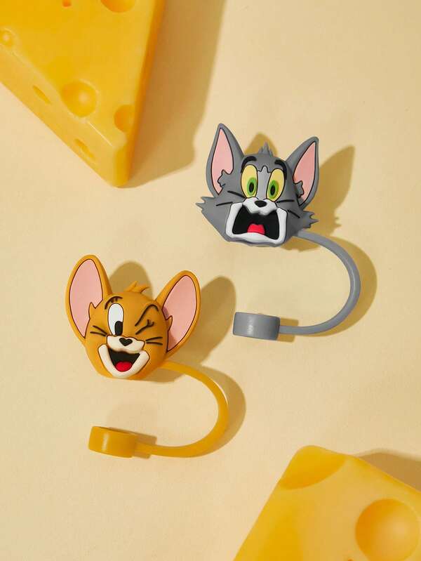 Joivida 2 Pcs Cute Cartoon-Style Straw Covers, Suitable For 8-10mm Straws, Dustproof And Reusable Straw Caps