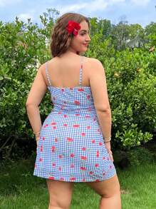 SHEIN EZwear Plus Size Fruit Printed Cami Dress, Fashionable For Summer - Multicolor - View 2