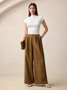 BizChic Pantalones anchos de mujer elegantes, versátiles, casuales, románticos y con estilo urbano, nuevos para el verano de 2025