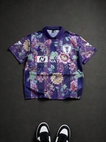 Manfinity Sporsity Men's Vintage Fashion Casual Sports Flower Print Polo Shirt , Los Angeles Shirt ,