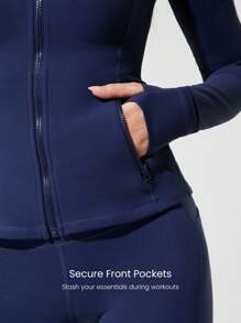GLOWMODE FeatherFit™ For DD+ Slim-It Streamline Performance Secure Pockets Zip Up Long Sleeve Jacket Low Impact Yoga Daily Fall