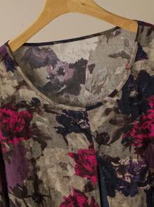 Lacomfia Damski luźny, swobodny, 2-częściowy komplet w stylu vintage z nadrukiem w kratkę, okrągły dekolt